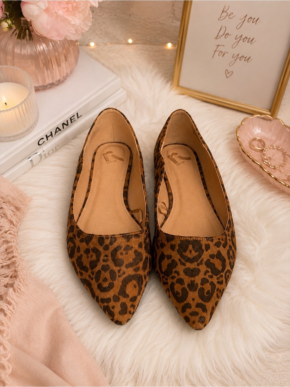 Source Unknown Leopard Print Pointed Toe Flats - Brown/Tan